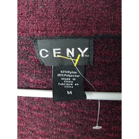 CENY Woman M Burgundy Duster Cardigan Sweater Pockets LS Casual Comfort NWOT - Picture 2 of 8